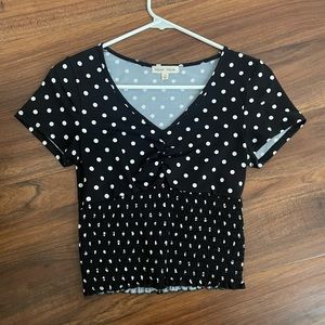 Polka Dot V-neck